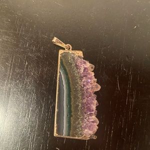 Sliced amethyst druzy pendant